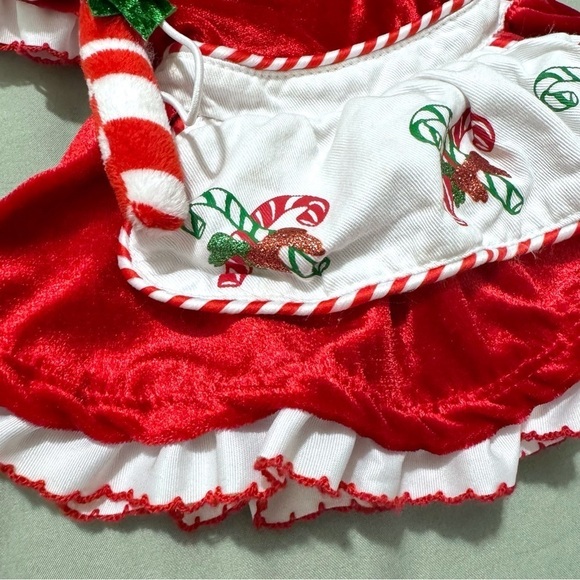 Build A Bear BAB Outfit Red Velvet Christmas Dress Apron & Candy Cane Mrs. Claus - Picture 5 of 7